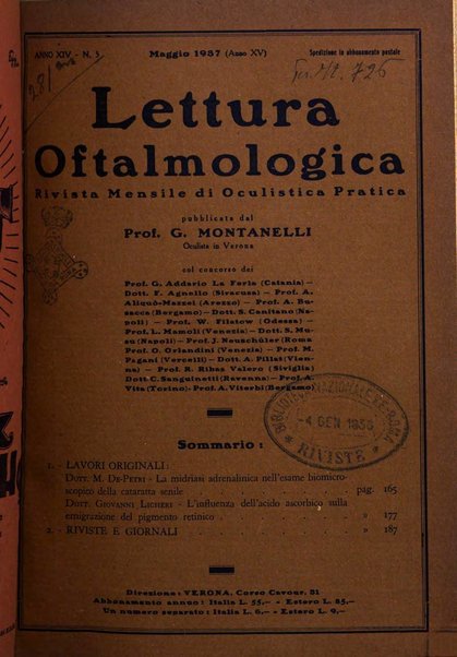 Lettura oftalmologica rivista mensile di oculistica pratica