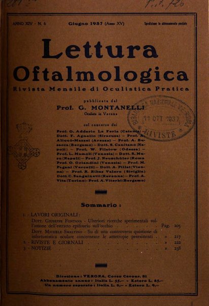 Lettura oftalmologica rivista mensile di oculistica pratica