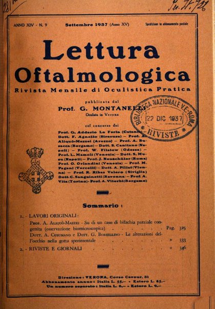 Lettura oftalmologica rivista mensile di oculistica pratica