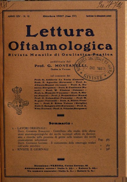 Lettura oftalmologica rivista mensile di oculistica pratica