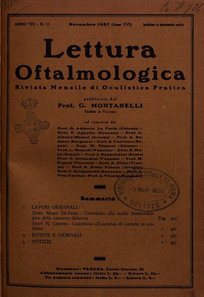 Lettura oftalmologica rivista mensile di oculistica pratica