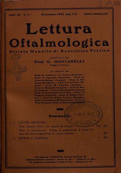 Lettura oftalmologica rivista mensile di oculistica pratica