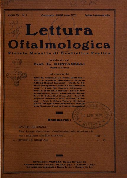 Lettura oftalmologica rivista mensile di oculistica pratica