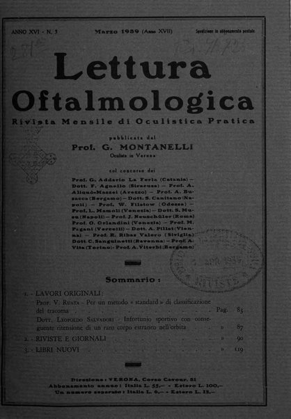 Lettura oftalmologica rivista mensile di oculistica pratica