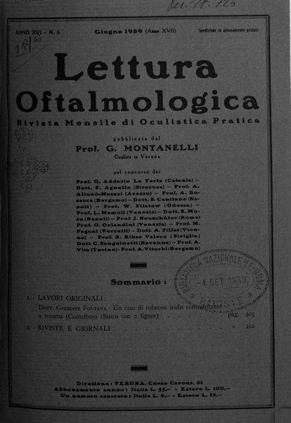 Lettura oftalmologica rivista mensile di oculistica pratica