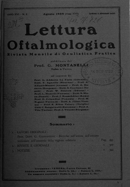 Lettura oftalmologica rivista mensile di oculistica pratica