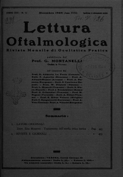 Lettura oftalmologica rivista mensile di oculistica pratica