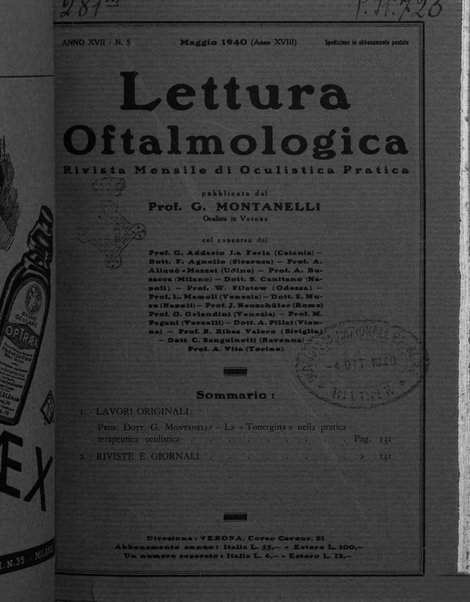 Lettura oftalmologica rivista mensile di oculistica pratica