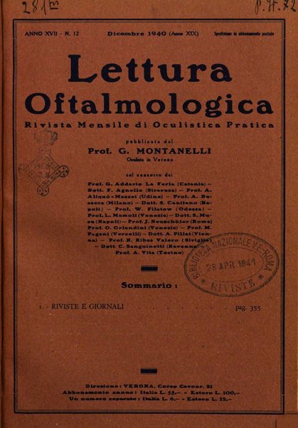 Lettura oftalmologica rivista mensile di oculistica pratica