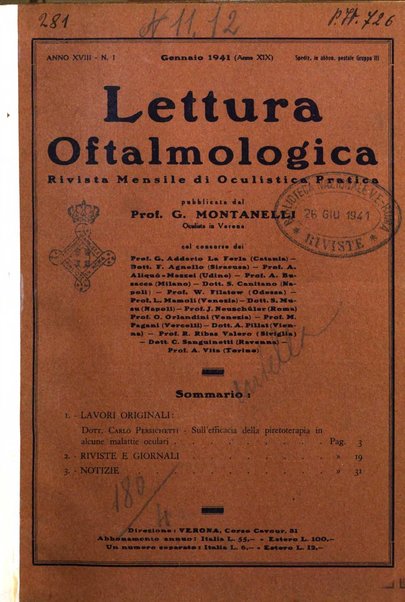 Lettura oftalmologica rivista mensile di oculistica pratica