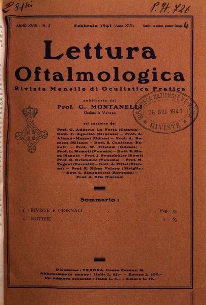 Lettura oftalmologica rivista mensile di oculistica pratica