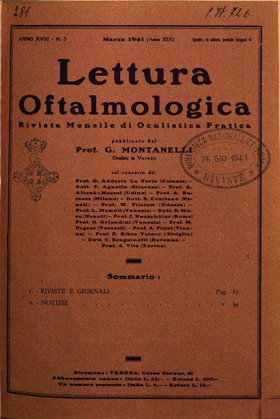 Lettura oftalmologica rivista mensile di oculistica pratica