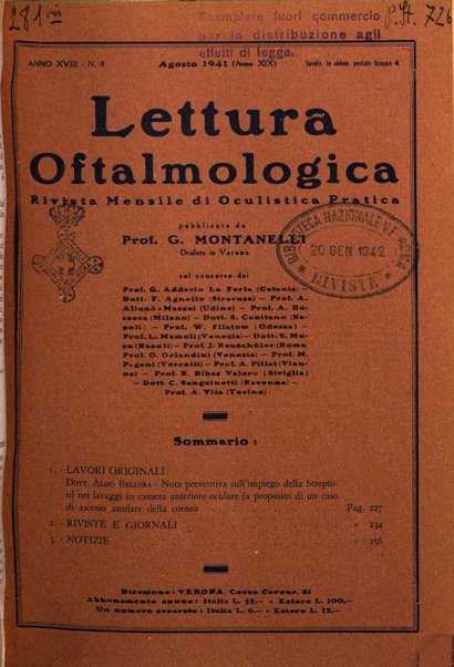 Lettura oftalmologica rivista mensile di oculistica pratica