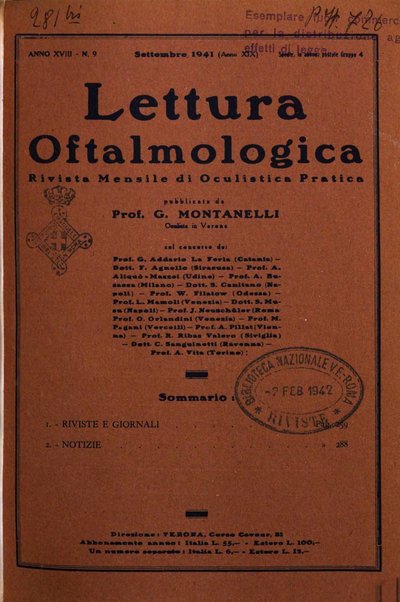 Lettura oftalmologica rivista mensile di oculistica pratica