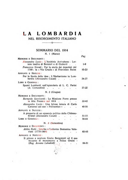 La Lombardia nel Risorgimento italiano bollettino trimestrale del Comitato regionale lombardo della Società nazionale per la storia del Risorgimento italiano