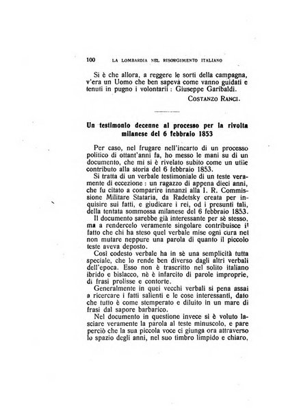 La Lombardia nel Risorgimento italiano bollettino trimestrale del Comitato regionale lombardo della Società nazionale per la storia del Risorgimento italiano