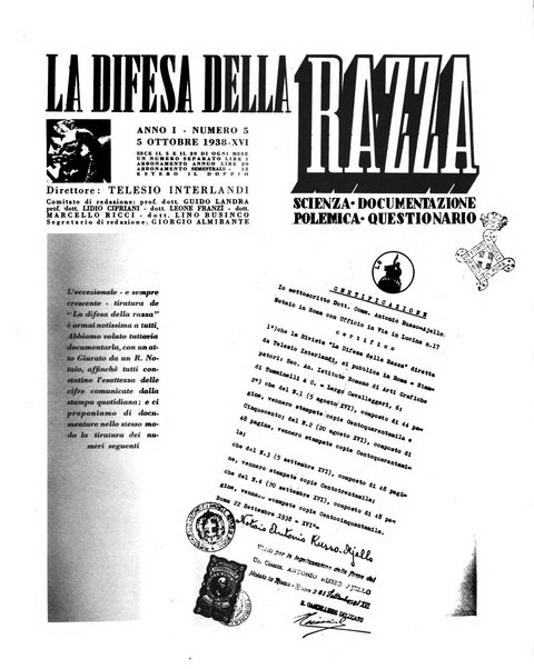 La difesa della razza scienza, documentazione, polemica