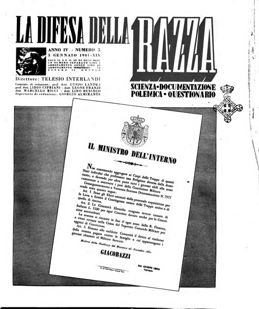 La difesa della razza scienza, documentazione, polemica