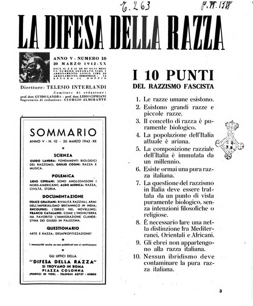 La difesa della razza scienza, documentazione, polemica