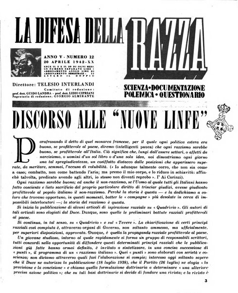 La difesa della razza scienza, documentazione, polemica