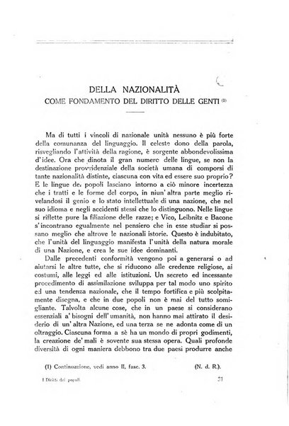 I diritti dei popoli rivista trimestrale per l'organizzazione giuridica della società internazionale