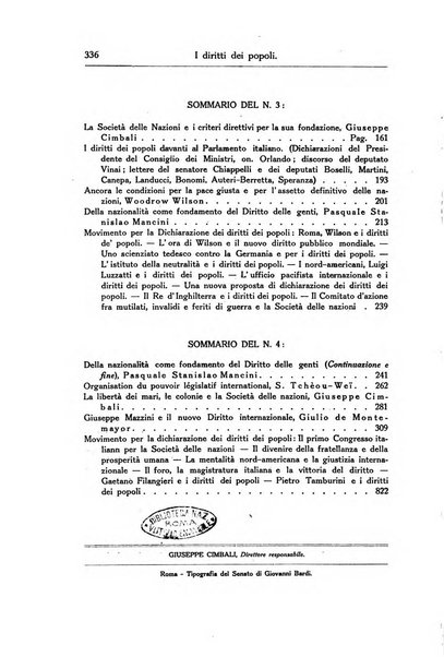 I diritti dei popoli rivista trimestrale per l'organizzazione giuridica della società internazionale