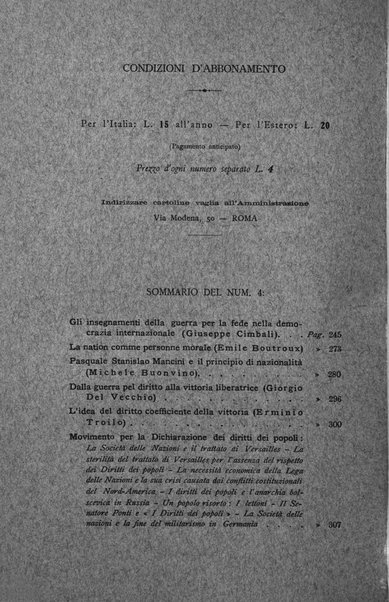 I diritti dei popoli rivista trimestrale per l'organizzazione giuridica della società internazionale