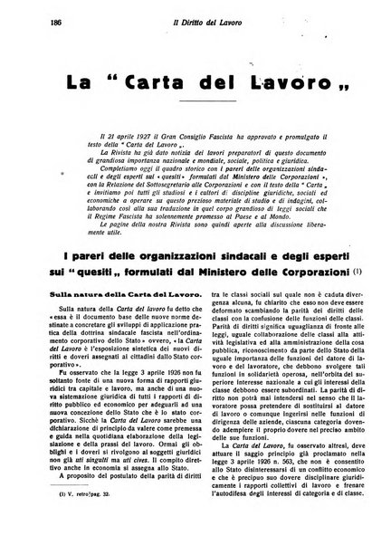 Il diritto del lavoro ufficiale del Ministero delle corporazioni per il bollettino