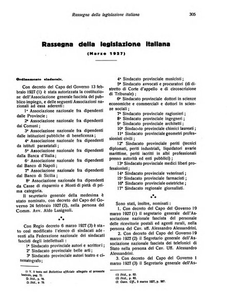 Il diritto del lavoro ufficiale del Ministero delle corporazioni per il bollettino