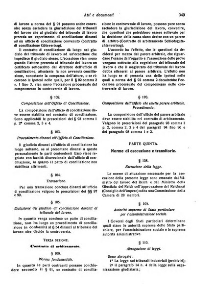 Il diritto del lavoro ufficiale del Ministero delle corporazioni per il bollettino