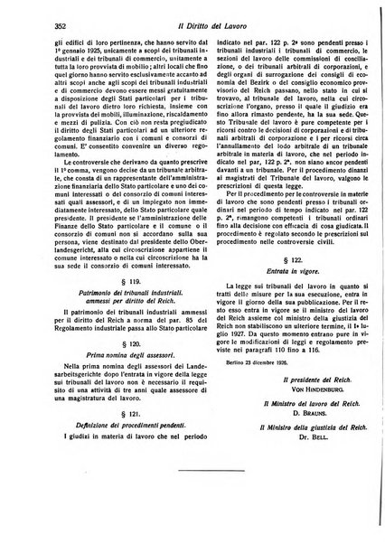 Il diritto del lavoro ufficiale del Ministero delle corporazioni per il bollettino