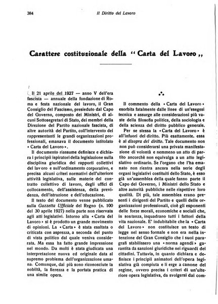 Il diritto del lavoro ufficiale del Ministero delle corporazioni per il bollettino