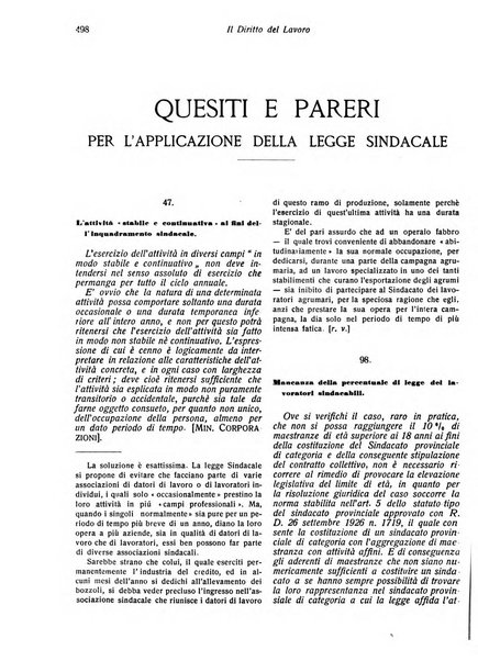 Il diritto del lavoro ufficiale del Ministero delle corporazioni per il bollettino