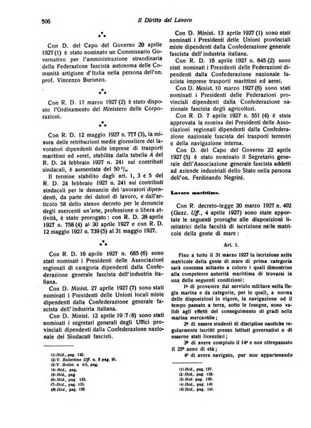 Il diritto del lavoro ufficiale del Ministero delle corporazioni per il bollettino