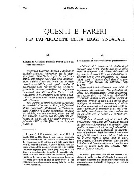 Il diritto del lavoro ufficiale del Ministero delle corporazioni per il bollettino