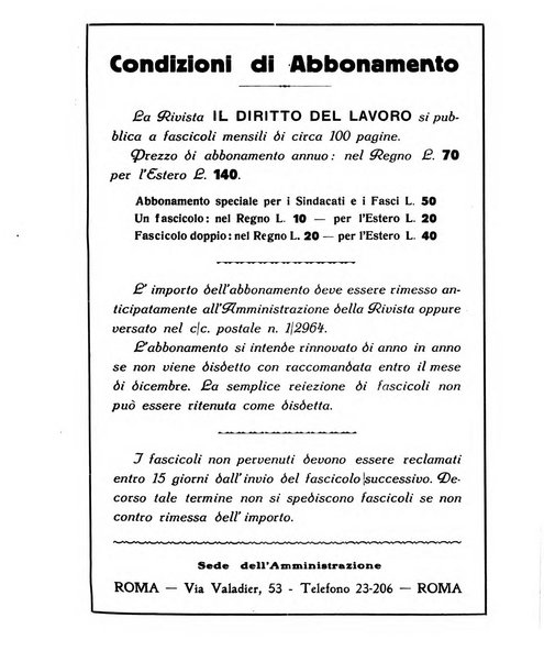 Il diritto del lavoro ufficiale del Ministero delle corporazioni per il bollettino