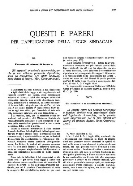 Il diritto del lavoro ufficiale del Ministero delle corporazioni per il bollettino