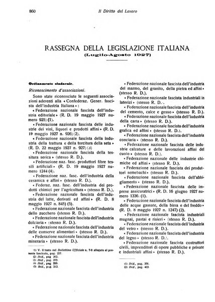 Il diritto del lavoro ufficiale del Ministero delle corporazioni per il bollettino