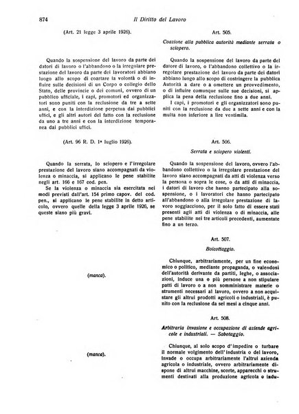 Il diritto del lavoro ufficiale del Ministero delle corporazioni per il bollettino