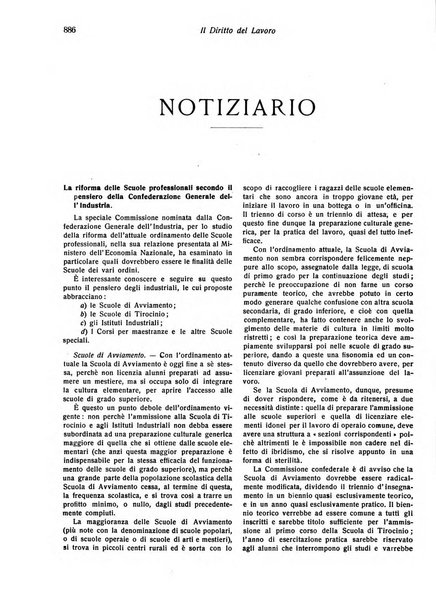 Il diritto del lavoro ufficiale del Ministero delle corporazioni per il bollettino