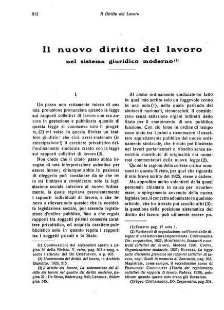 Il diritto del lavoro ufficiale del Ministero delle corporazioni per il bollettino