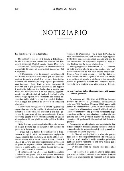 Il diritto del lavoro ufficiale del Ministero delle corporazioni per il bollettino