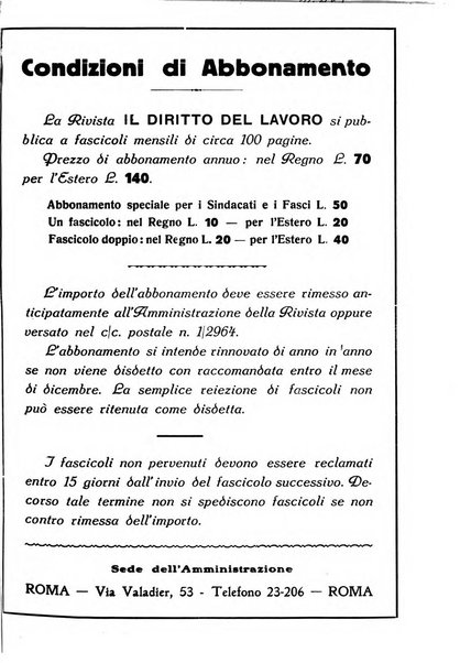 Il diritto del lavoro ufficiale del Ministero delle corporazioni per il bollettino