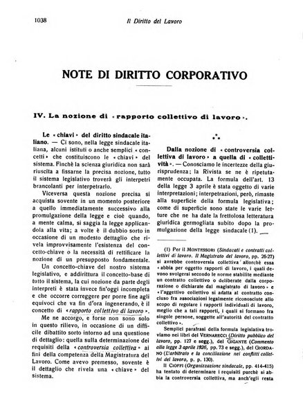 Il diritto del lavoro ufficiale del Ministero delle corporazioni per il bollettino