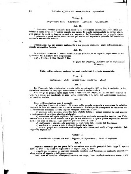 Il diritto del lavoro ufficiale del Ministero delle corporazioni per il bollettino