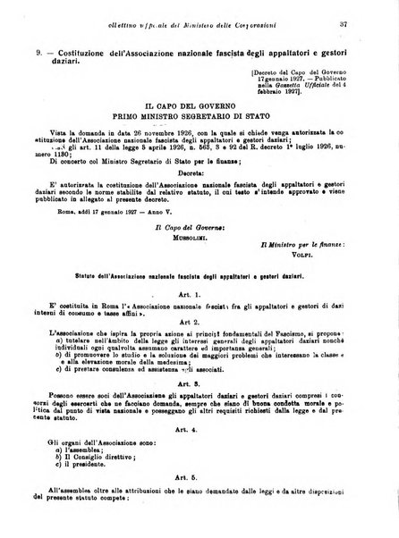 Il diritto del lavoro ufficiale del Ministero delle corporazioni per il bollettino