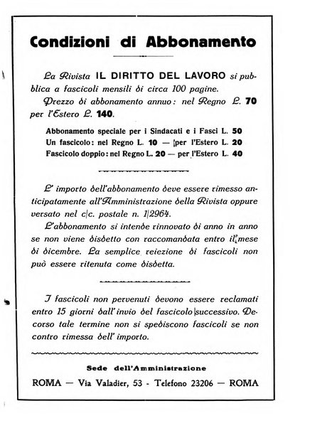 Il diritto del lavoro ufficiale del Ministero delle corporazioni per il bollettino