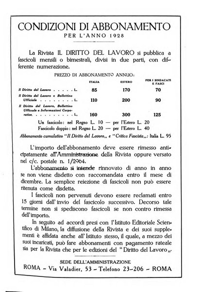 Il diritto del lavoro ufficiale del Ministero delle corporazioni per il bollettino