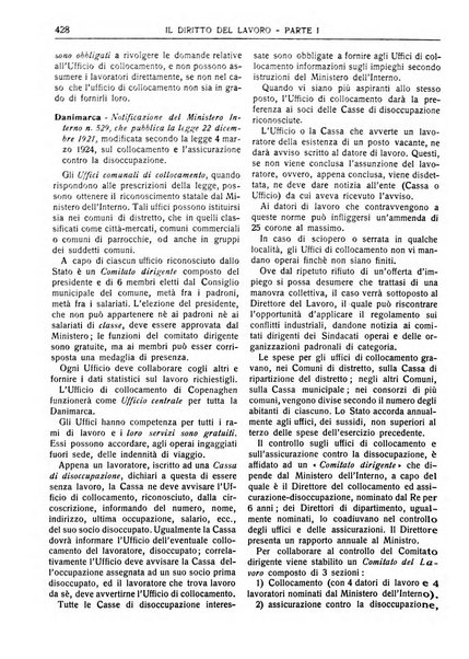 Il diritto del lavoro ufficiale del Ministero delle corporazioni per il bollettino