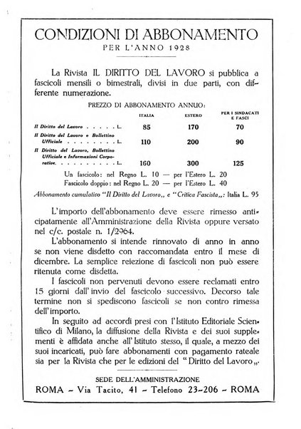 Il diritto del lavoro ufficiale del Ministero delle corporazioni per il bollettino